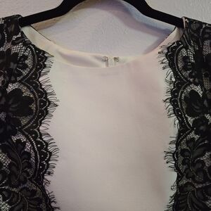 White House Black Market Black and White Lace Midi Dress